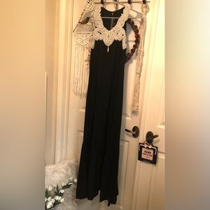 Jessica McClintock 1990’s Vintage Black Long Formal Dress w/Faux Pearls! Sz 10